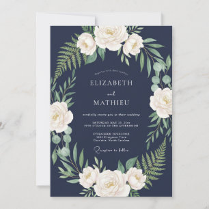 Navy Blue Refined Midnight Wedding Invitation