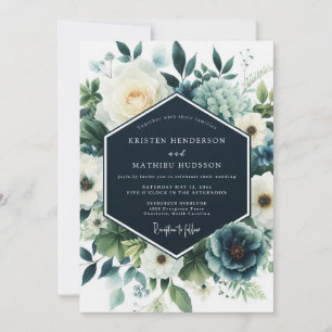 Navy Blue Refined Winter Wedding Invitation