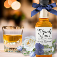 Navy Blue Reflecting Rose Wedding Thank You Mini