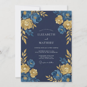 Navy Blue Regal Midnight Wedding Invitation