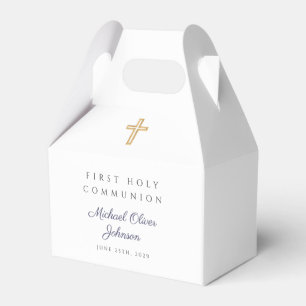 Navy Blue Religious Cross Boy First Communion  Favour Box