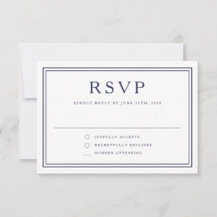 Navy Blue Religious Cross Boy First Communion RSVP Card