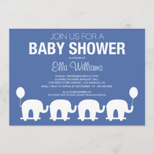 NAVY BLUE RETRO CIRCUS BABY SHOWER INVITATION