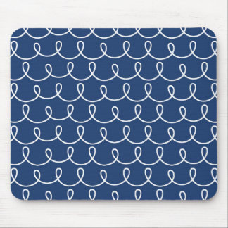 Navy Blue Retro Colourful Modern Doodles Mouse Pad