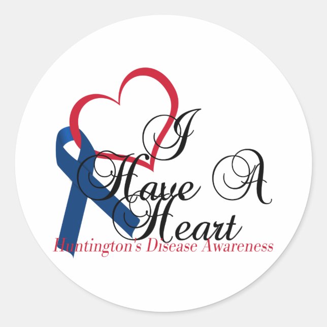 Navy Blue Ribbon Huntington's Disease Awareness Classic Round Sticker (Front)