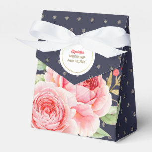 Navy Blue Romantic Floral Bridal Shower Favour Box