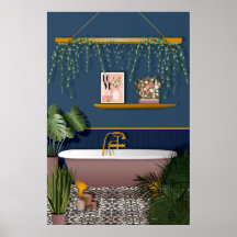 Navy Blue Romantic Victorian Bathroom | Green Bota