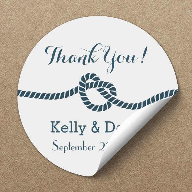 Navy Blue Rope Knot Wedding Favour Stickers (Creator Uploaded)