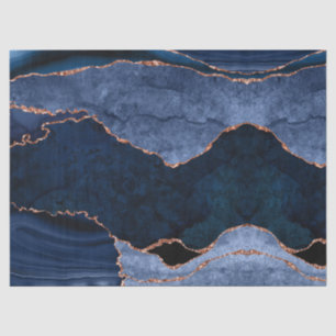 Navy Blue Rose Gold Agate Geode Modern Abstract Tissue Paper