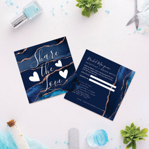 Navy Blue Rose Gold Agate Marble  Referral Card