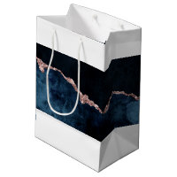 Navy Blue Rose Gold Agate Marble Watercolor