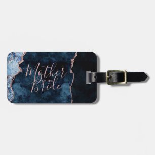 Navy Blue & Rose Gold Agate Mother of the Bride Luggage Tag