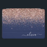 Navy Blue Rose Gold Blush Pink Glitter Monogram iPad Pro Cover<br><div class="desc">Rose Gold - Blush Pink and Navy Blue Sparkle Glitter Script Monogram Name Laptop Case. This makes the perfect sweet 16 birthday,  wedding,  bridal shower,  anniversary,  baby shower or bachelorette party gift for someone that loves glam luxury and chic styles.</div>
