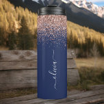 Navy Blue Rose Gold Blush Pink Glitter Monogram Thermal Tumbler<br><div class="desc">Rose Gold - Blush Pink and Navy Blue Sparkle Glitter Brushed Metal Monogram Name Drink Tumbler. This makes the perfect sweet 16 birthday,  wedding,  bridal shower,  anniversary,  baby shower or bachelorette party gift for someone that loves glam luxury and chic styles.</div>