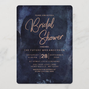 Navy Blue & Rose Gold Bridal Shower Invitation