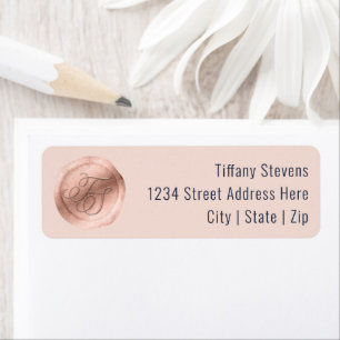 Navy Blue & Rose Gold Company Logo Return Address Label