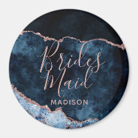 Navy Blue & Rose Gold Foil Agate Marble Bridesmaid