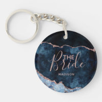 Navy Blue & Rose Gold Foil Agate Marble the Bride