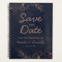 Navy Blue & Rose Gold Foil Save the Date Wedding
