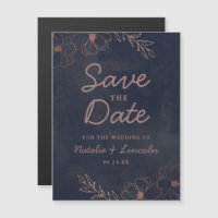 Navy Blue & Rose Gold Foil Wedding Save the Date