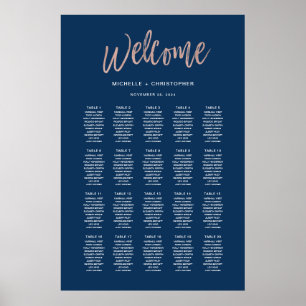 Navy Blue & Rose Gold Glam Chic Seating Chart