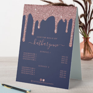Navy Blue Rose Gold Glitter Drips Price List