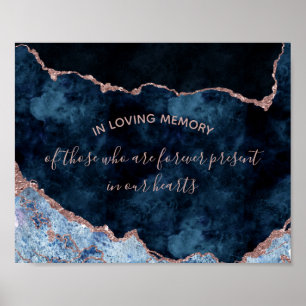 Navy Blue Rose Gold In Loving Memory Wedding Sign