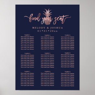 NAVY BLUE ROSE GOLD PINEAPPLE SEATING CHART