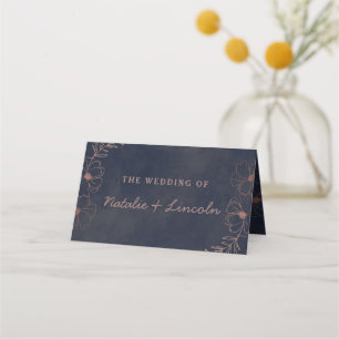 Navy Blue & Rose Gold Reserved Seating Wedding Place Card