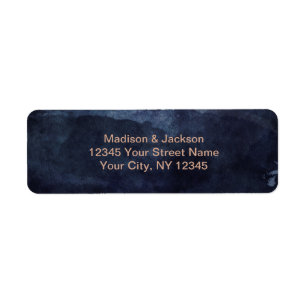 Navy Blue & Rose Gold Wedding Return Address Label
