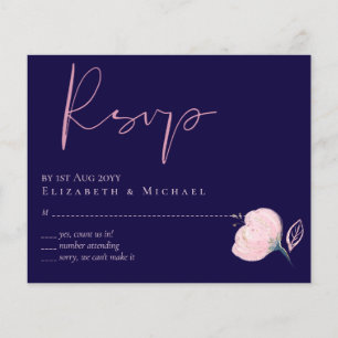 Navy Blue Rose Gold Wedding RSVP Menu