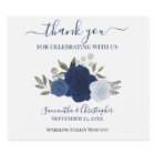 Navy Blue Roses Elegant Boho Wedding Thank You