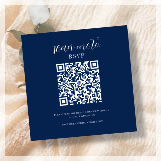 Navy Blue | RSVP QR Code Enclosure Card (Creator Uploaded)