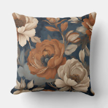 Navy Blue Rust Modern Farmhouse Floral