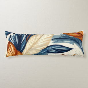 Navy Blue & Rust Orange Botanical Feather Body Cushion