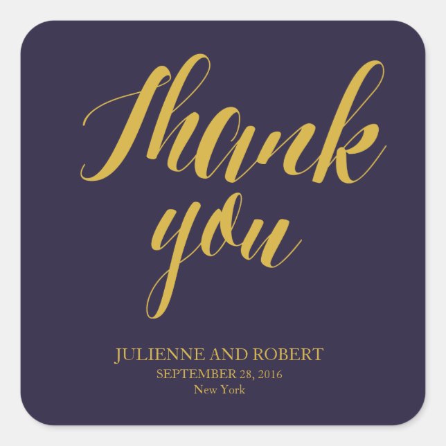 Navy Blue Rustic Chic Wedding Thank You Stickers (Front)