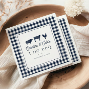 Navy Blue Rustic Country "I Do BBQ" Wedding Napkin