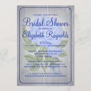 Navy Blue Rustic Floral Bridal Shower Invitations