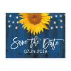 Navy Blue Rustic Sunflower Wedding Save the Date
