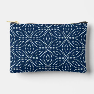 Navy Blue Sacred Geometry Pattern Accessory Pouch