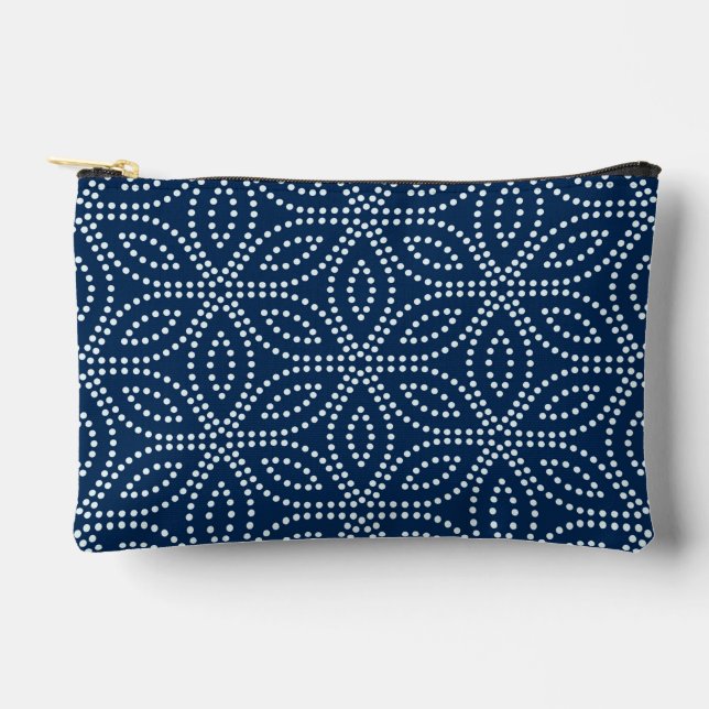 Navy Blue Sacred Geometry Pattern Accessory Pouch (Front)