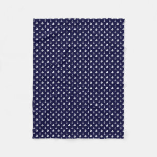 Navy Blue Sailboats and Anchors Pattern Fleece Blanket