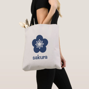 Navy Blue Sakura Blossom Silhouette - Neutral Tote Bag