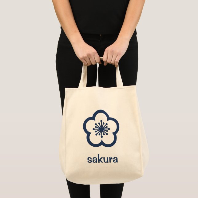 Navy Blue Sakura Blossom  Tote Bag (Front (Product))