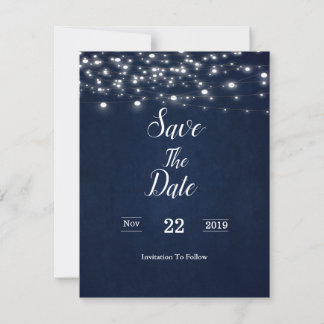 Navy Blue Save The Date Card