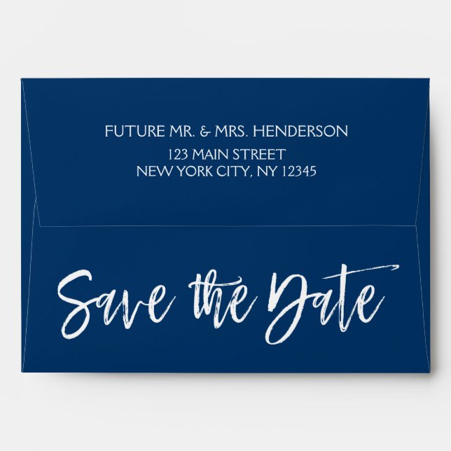Navy Blue Save the Date Envelopes (Back (Top Flap))