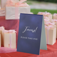 Navy blue script favour sign