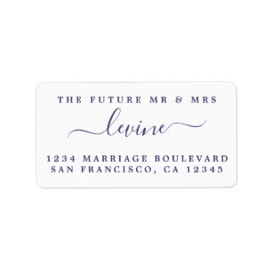 Navy Blue Script Future Mr Mrs Return Address Label