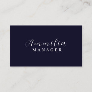 Navy Blue Script Modern Minimal Professional Business Card