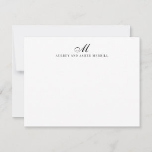 Navy Blue Script Monogram Modern Stationery  Card